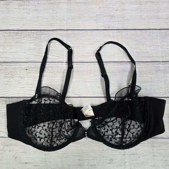 Pierre Balmain VINTAGE Sheer Lace Black Bra Sz 36 Made In France - Picture 5 of 7
